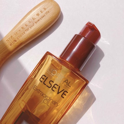 MARKS&WEB ウッドヘアブラシ ナチュラルのクチコミ「#使いきりコスメ
ロレアル パリ
エルセーヴ エクストラオーディナリーオイル
エクストラリ.....」(1枚目)