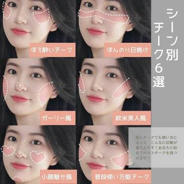 整形メイクちゃん on LIPS 「【シーン別チーク6選】今回はシーンによって使い分けることができ..」（1枚目）