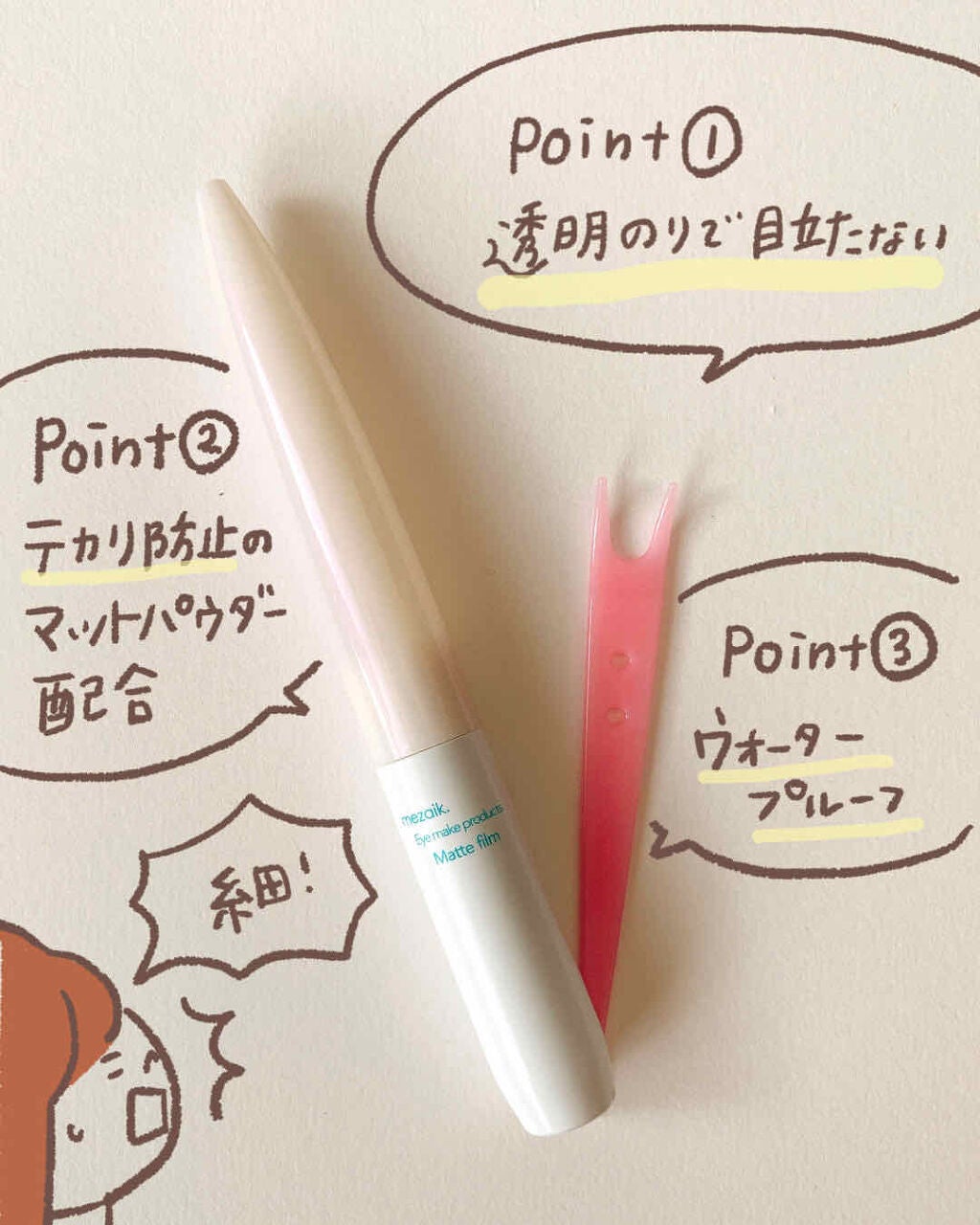 メザイク マットフィルム 皮膜タイプ/メザイク/二重まぶた用アイテムを使ったクチコミ(2枚目)