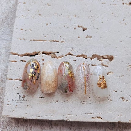 e_nails//フォロバ◎//ネイルとコスメ好きママ on LIPS 「水彩アートデザイン❤アジアンテイスト🌏昨日のreelの簡単テラ..」(1枚目)