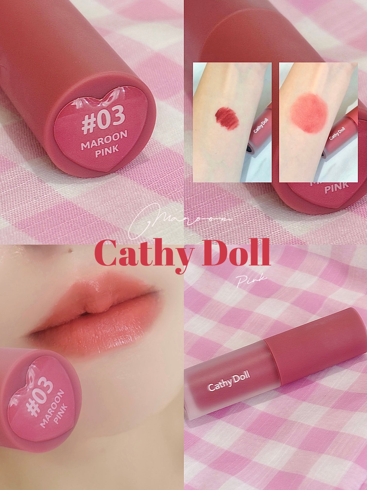 リップアンドチーク ヌードマットティント/CathyDoll/リップティントを使ったクチコミ(1枚目)