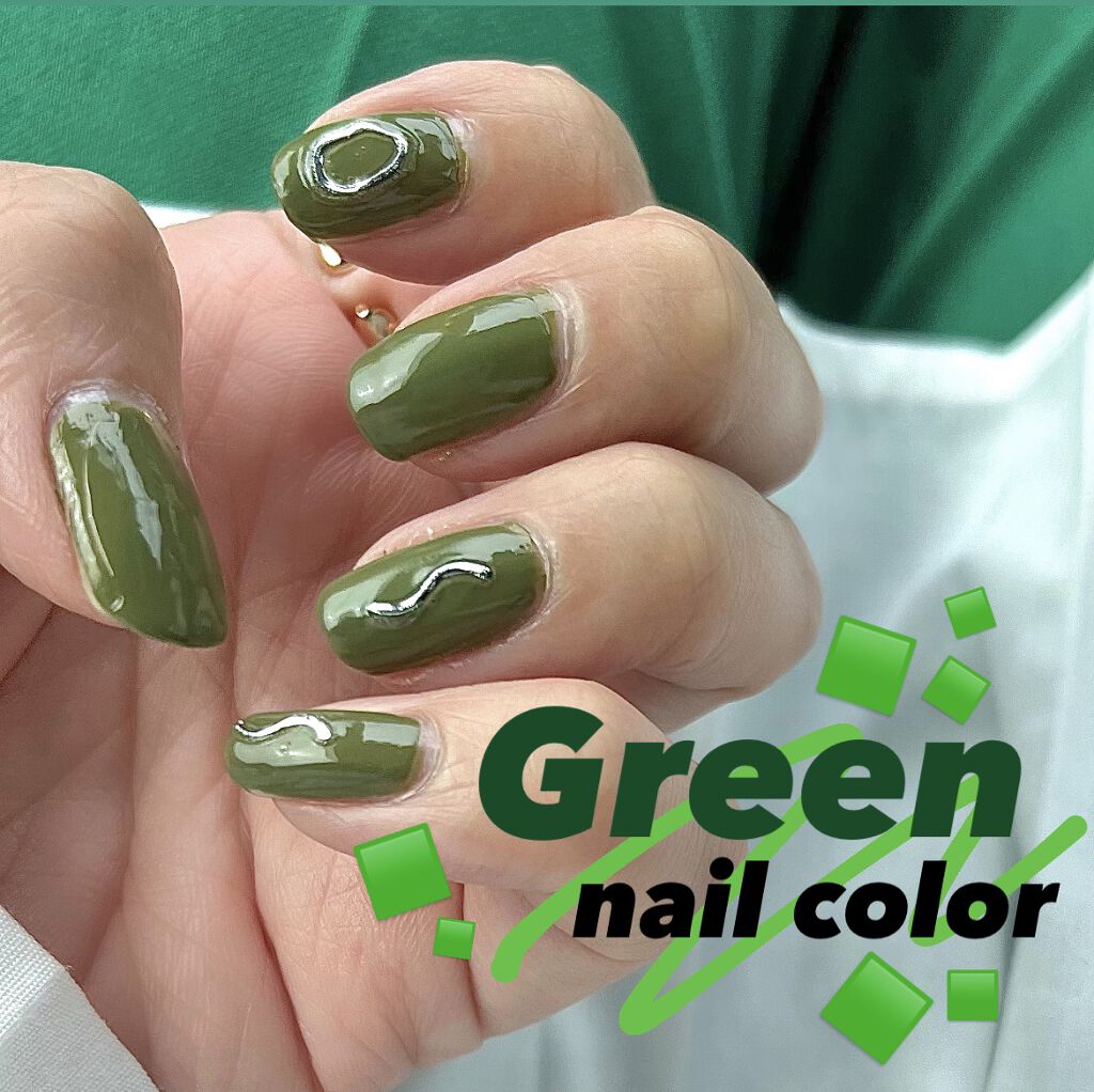 #セルフネイル,#フレンドネイル,#100均ネイル,#seria_ネイル,#グリーンネイル,#ジェル風ネイルのネイルデザイン