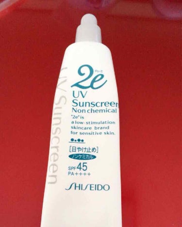 資生堂
ドゥーエ  日やけ止め（ノンケミカル）
敏感肌用日やけ止め
SPF45   PA＋＋＋＋


日やけ止めクリームで、何度か失敗している私（泣）
赤くなって痒くなったり、水泡ができたりwww


