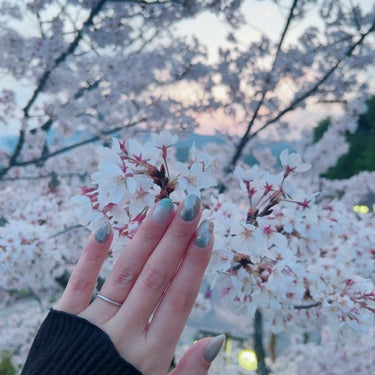 もふ🐰 on LIPS 「桜🌸見に行くのでネイルを塗り替えました✨OSアートの大理石風し..」（1枚目）