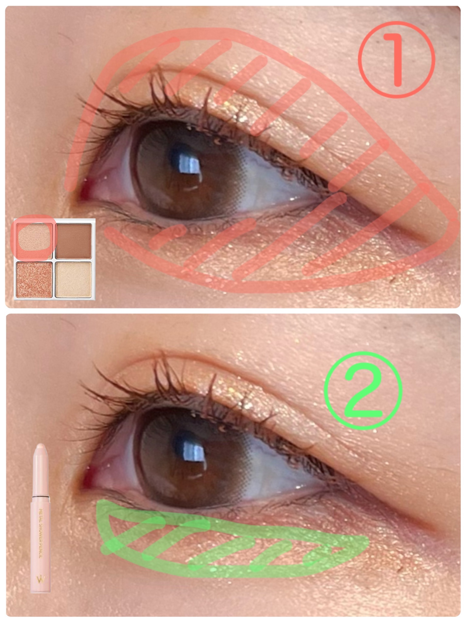 ウォンジョンヨ　メタルシャワーペンシル/Wonjungyo/スティックアイシャドウを使ったクチコミ（2枚目）