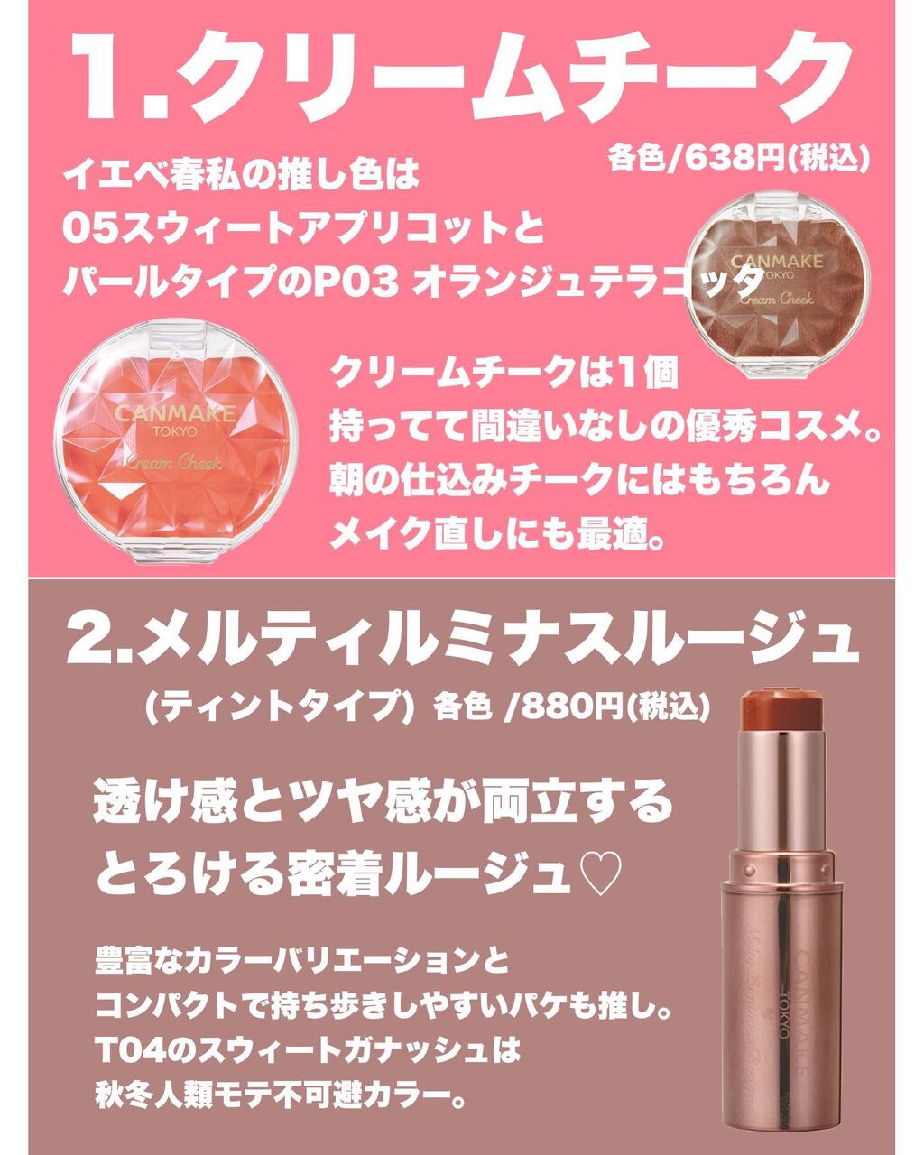 クリームチーク/キャンメイク/ジェル・クリームチークを使ったクチコミ(2枚目)