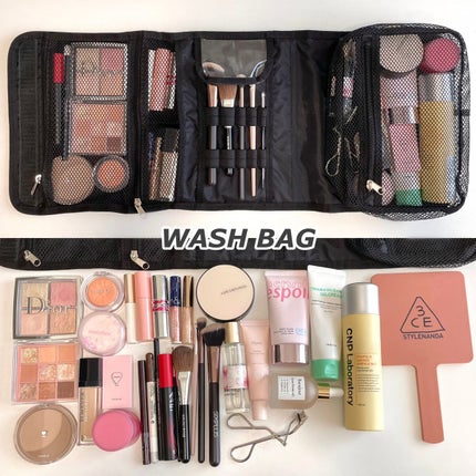 3CE Big square pouchのクチコミ「旅行やお泊まりにも沢山コスメを持って行きたい方へおすすめな大容量ポーチ2種類👝
・WASHB.....」(1枚目)