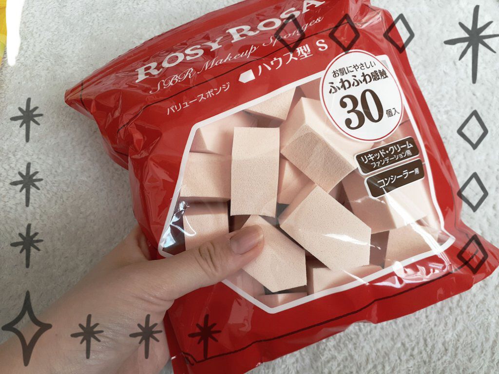 バリュースポンジN ハウス型タイプS 30P/ロージーローザ/パフ・スポンジを使ったクチコミ（1枚目）