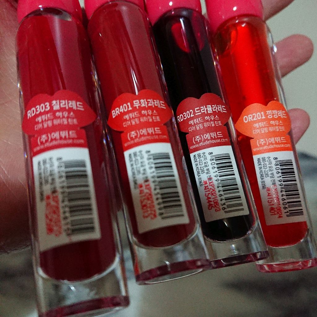 ディアダーリン ウォータージェルティント RD303(アップル)/ETUDE/リップティントを使ったクチコミ（2枚目）