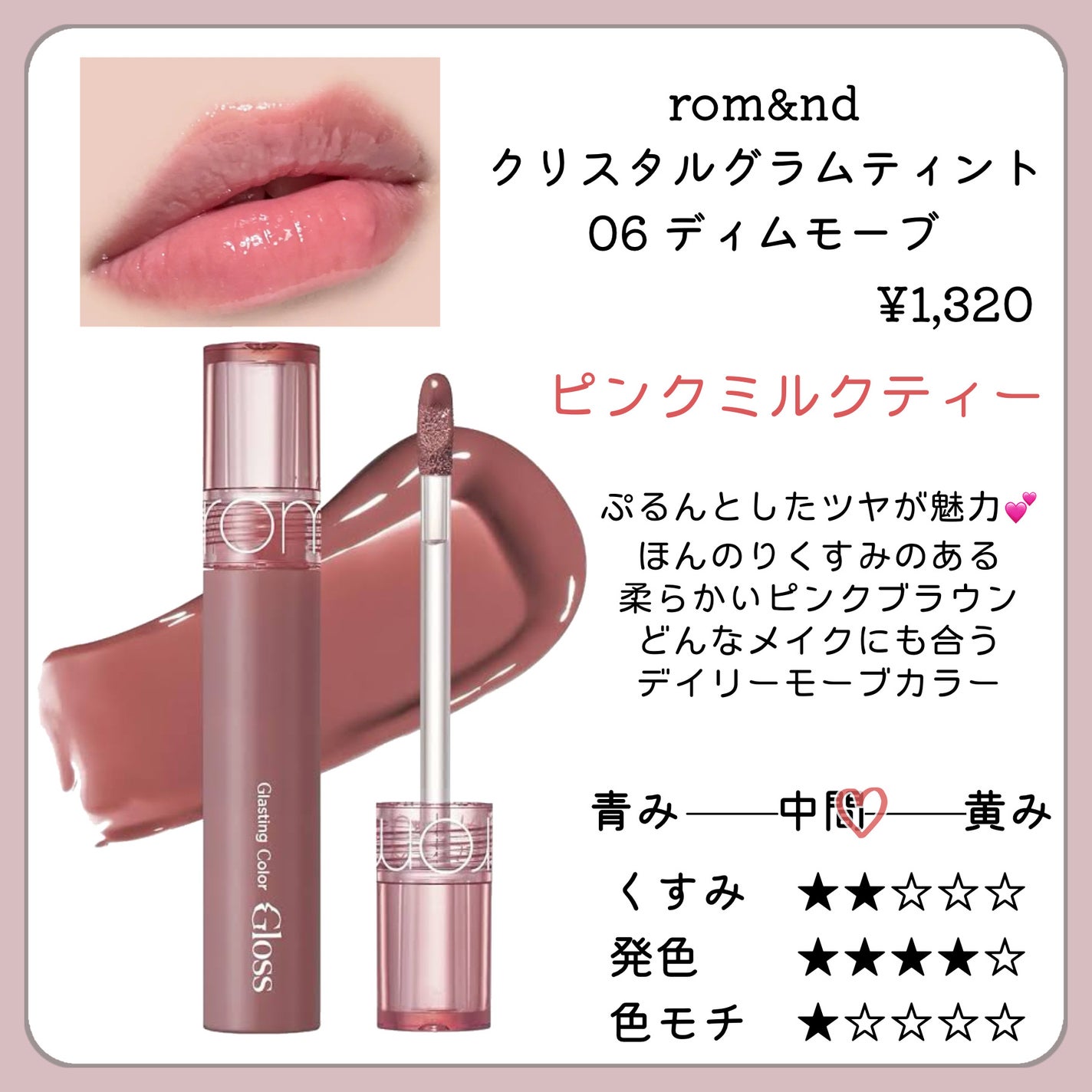 ジューシーラスティングティント/rom&nd/リップティントを使ったクチコミ(7枚目)