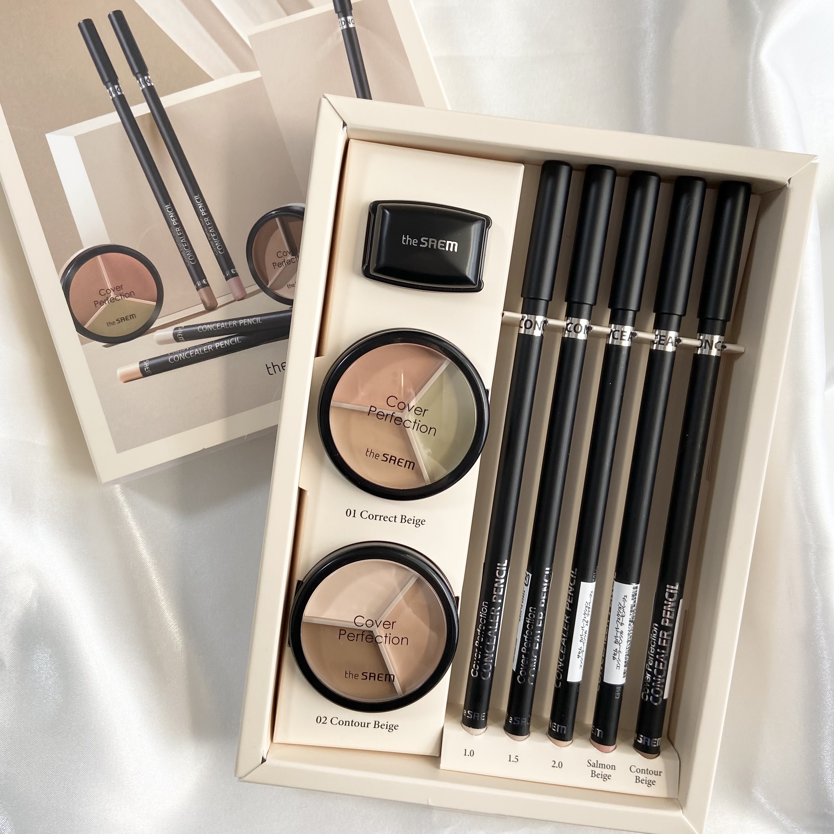カバーパーフェクション トリプル ポット コンシーラー 02 コントゥアベージュ/the SAEM/パレットコンシーラーを使ったクチコミ（1枚目）