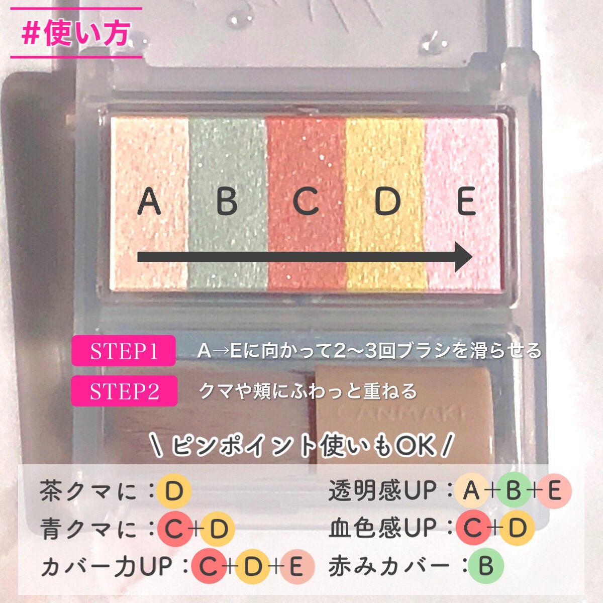 パステルヴェールコンシーラー/キャンメイク/パレットコンシーラーを使ったクチコミ(6枚目)