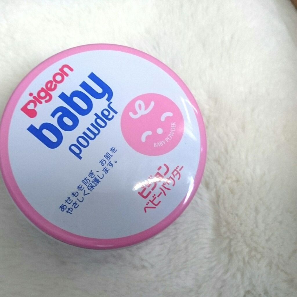 ベビーパウダーEピンク缶/ピジョン/ボディパウダーを使ったクチコミ（2枚目）