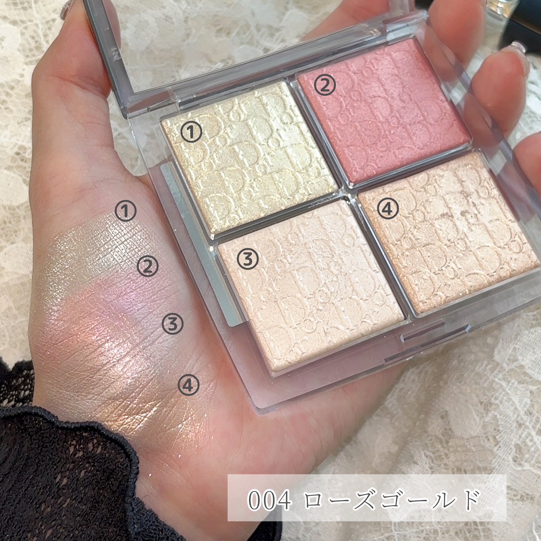 ディオール バックステージ フェイス グロウ パレット/Dior/ハイライトを使ったクチコミ（3枚目）