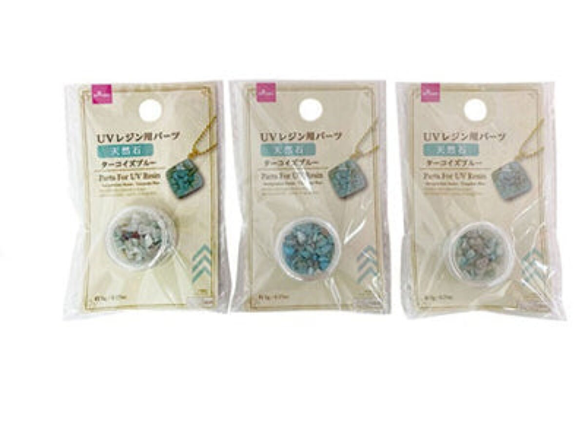 DAISO UVレジン用パーツ 天然石 ターコイズブルー