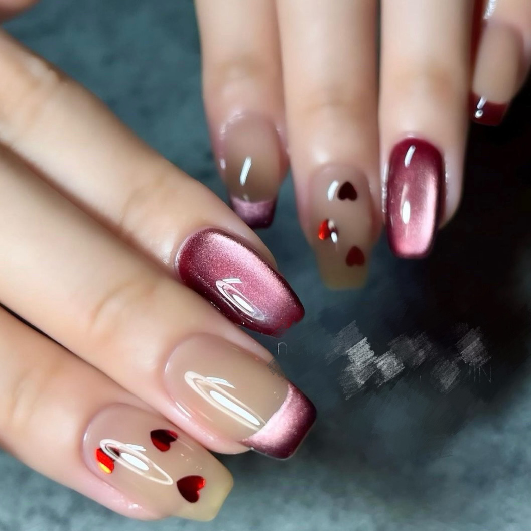 #バレンタインネイル,#ホワイトデーネイル,#ハートネイル,#ジェルネイルのネイルデザイン