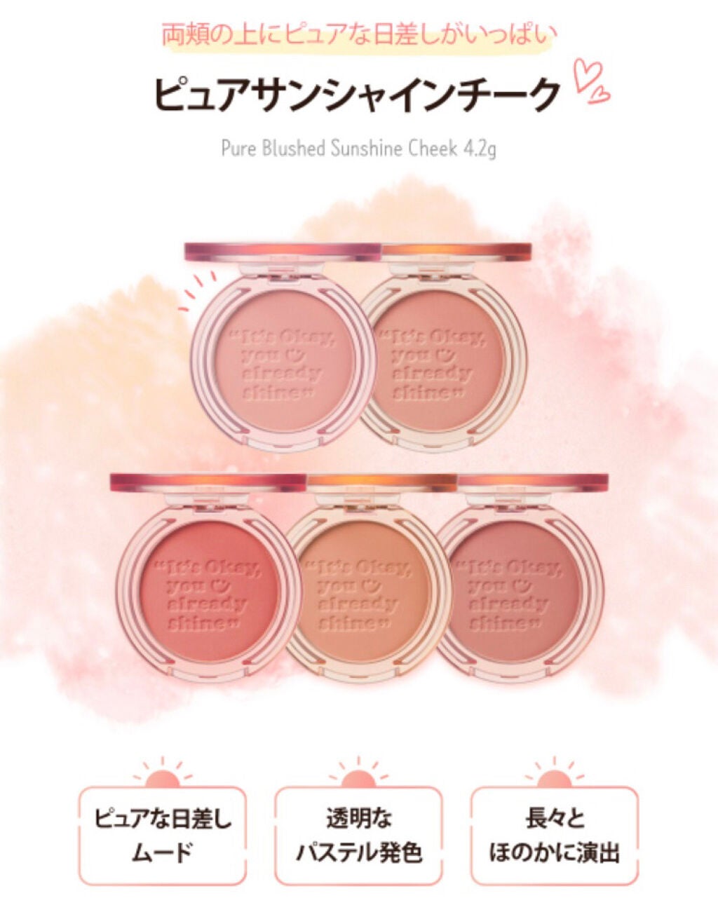 ピュア ブラッシュド サンシャイン チーク/PERIPERA/パウダーチークを使ったクチコミ(4枚目)