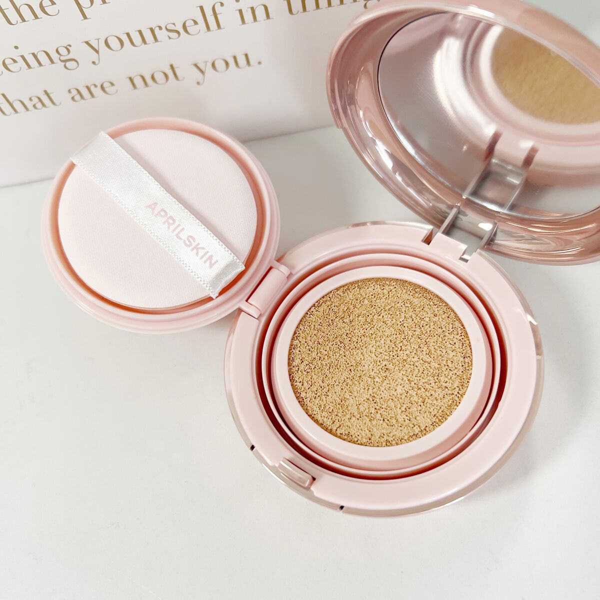 ハイパーカバーフィットクッション ピンク(桜エディション)/APRILSKIN/クッションファンデーションを使ったクチコミ(3枚目)