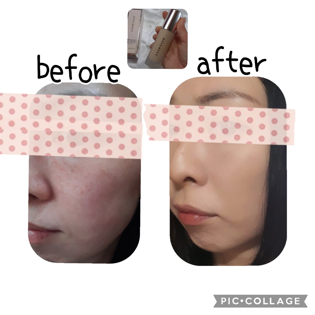 wakemake ウォーターベルベットヴィーガンファンデーションのクチコミ「wakemake ウォーターベルベットカバーファンデーションがリニューアル! 

私が使用した.....」（3枚目）