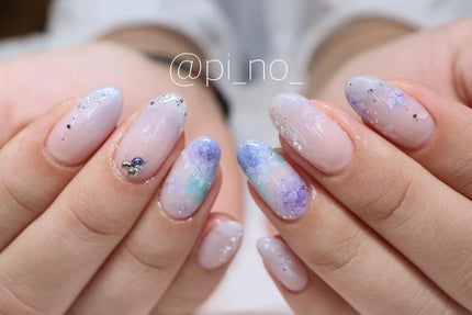 shino on LIPS 「水彩で紫陽花ネイル★今回もおまかせ頂きありがとうございました😭..」(3枚目)