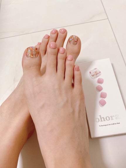 セミキュアジェルネイル(ペディキュア)/ohora/ネイルシールを使ったクチコミ(1枚目)