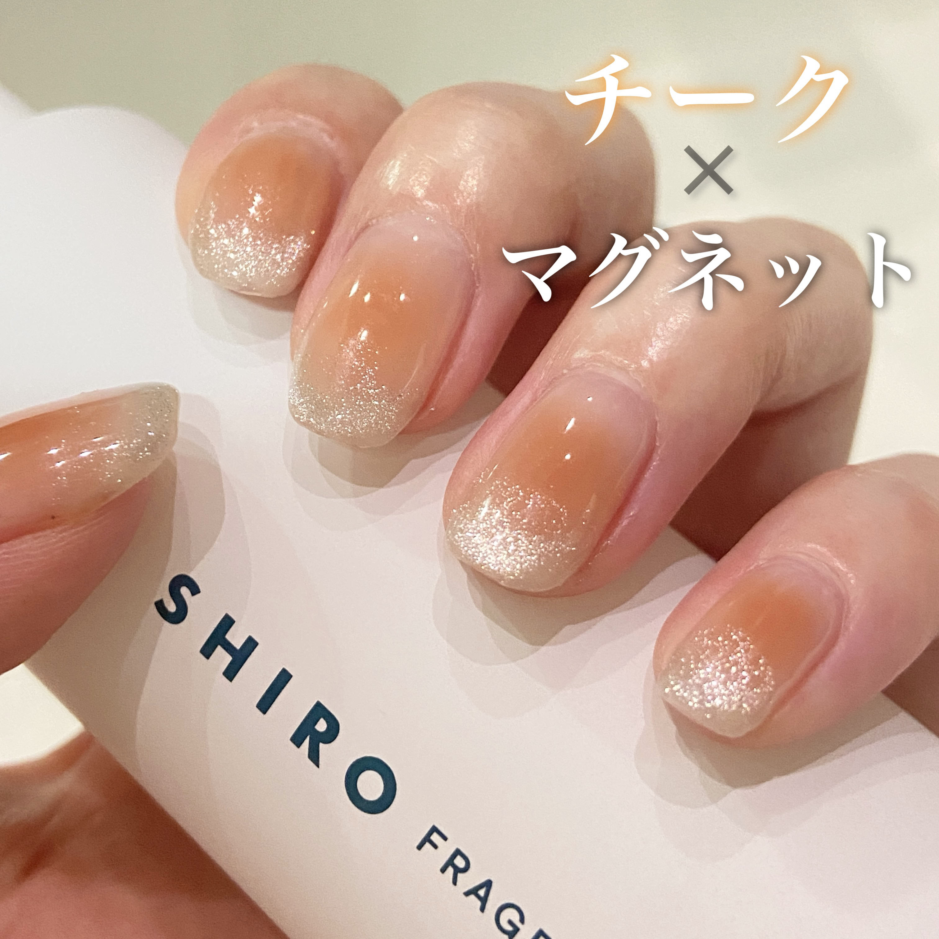 #セルフネイル,#セルフジェルネイル,#チークネイル,#マグネットネイル,#夏ネイル,#オレンジネイルのネイルデザイン