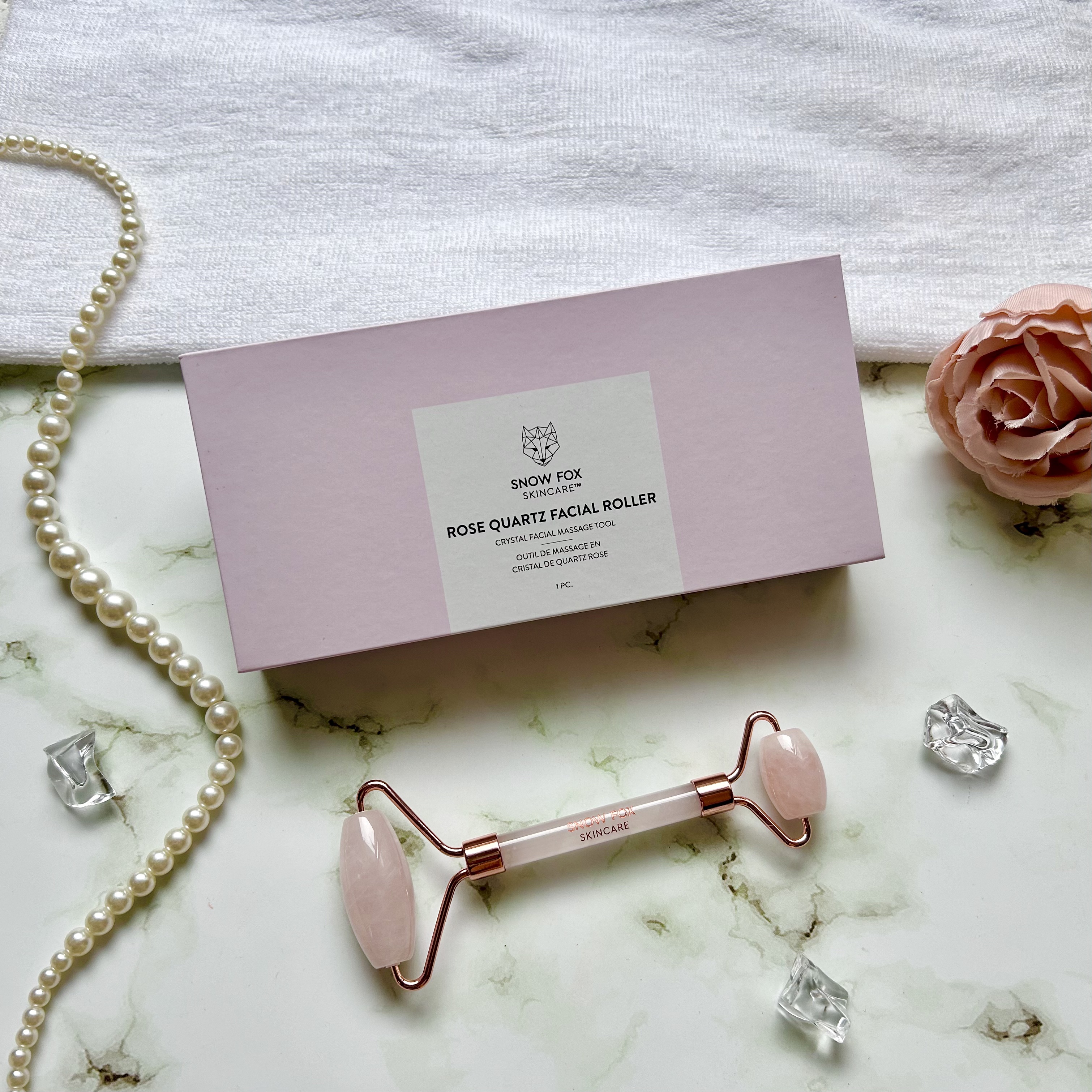 ローズ クォーツ フェイシャル ローラー/SNOW FOX SKINCARE/その他スキンケアグッズを使ったクチコミ（1枚目）