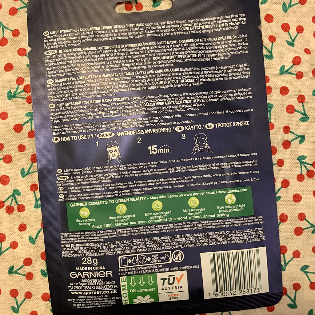  モイスチャーボム シートマスク ナイト/GARNIER(海外)/シートマスク・パックを使ったクチコミ（2枚目）