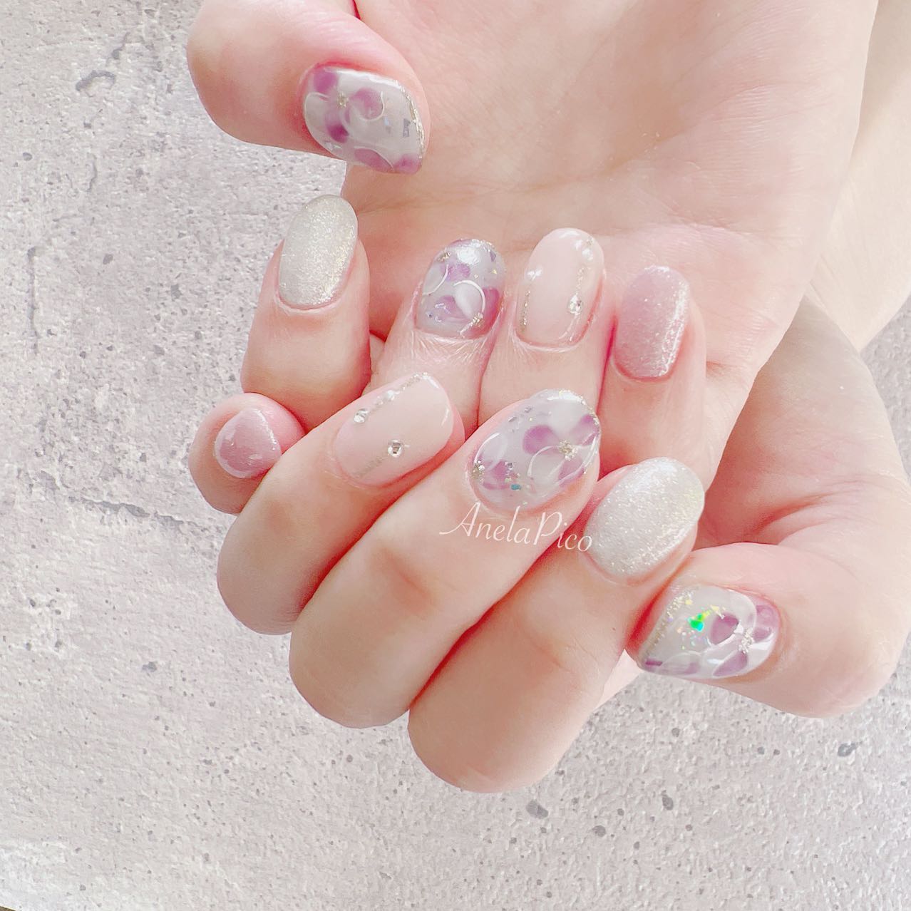 #ネイル,#純国産ジェルネイル,#ジェルネイル,#梅雨ネイル,#紫陽花ネイル,#アジサイネイル,#フラワーネイルのネイルデザイン