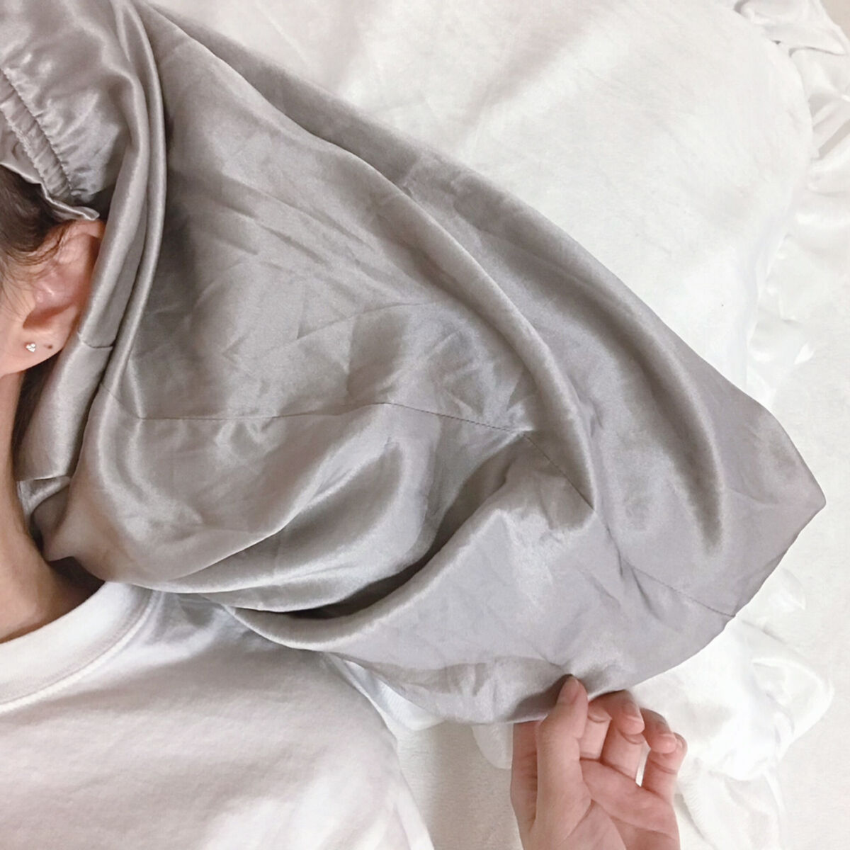 シルク ナイトキャップ ロングヘア用/LilySilk/ヘアケアグッズを使ったクチコミ（2枚目）