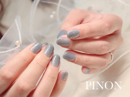 shino on LIPS 「onecolor⭐︎星屑のようなキラキラが入った優しいネイビー..」(2枚目)