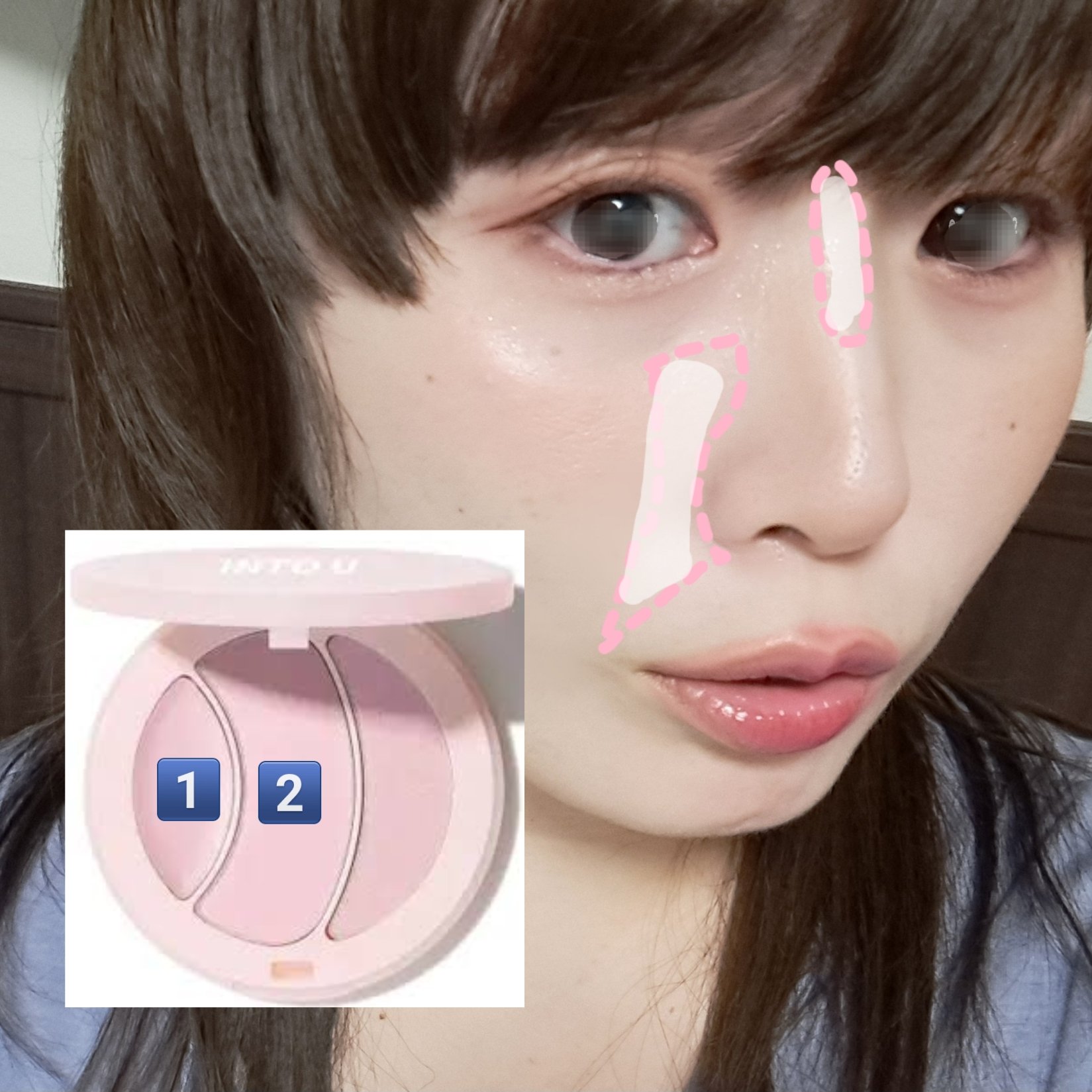 マルチファンクショナルハイライトパレット H03 ローズクォーツ/INTO U/ハイライトを使ったクチコミ（3枚目）