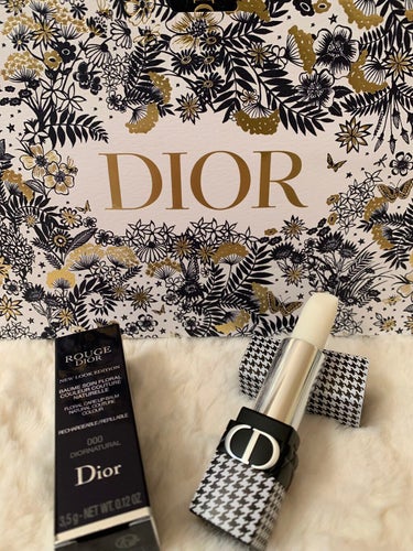 Dior ルージュ ディオール バームのクチコミ「ルージュディオール💄
ニュールックエディション🤍🖤🤍
000 Dior natural

千鳥.....」（2枚目）