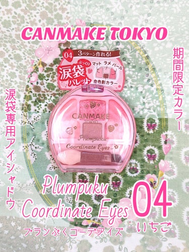 💕ナチュラルな涙袋がカンタンに！！💕
🍓キャンメイク プランぷくコーデアイズ04(イチゴプランぷく)🍓

【商品の特徴】
🍓これ1つで3パターンの涙袋が作れちゃう！涙袋用のアイシャドウ
【使用感】
🍓発