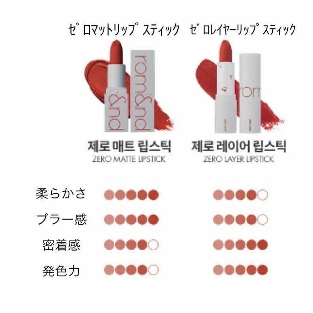 ゼログラムマットリップスティック/rom&nd/口紅を使ったクチコミ(3枚目)