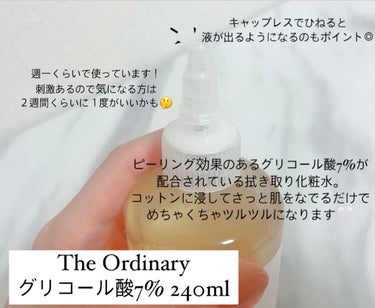The Ordinary Glycolic Acid 7% Toning  Solutionのクチコミ「
˗ˏˋ  効果抜群の拭き取り化粧水 💎 ˎˊ˗



美容医療のピーリングでも使われているグ.....」（2枚目）
