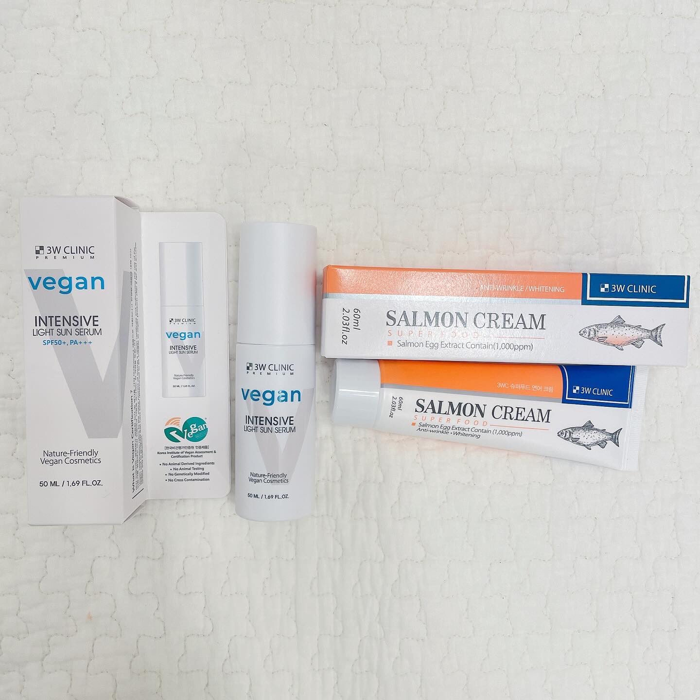 プレミアムヴィーガンインテンシブ ライトサンセラム/3W CLINIC(韓国)/日焼け止めミルクを使ったクチコミ（1枚目）