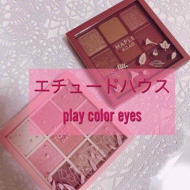 パッケージも可愛い
色も可愛い

エチュードハウス沼にハマりました♡

『play color eyes』の2色
♡TULIP DAY
❤︎MAPLE ROAD 
を比較してみました！

何色も入ってる