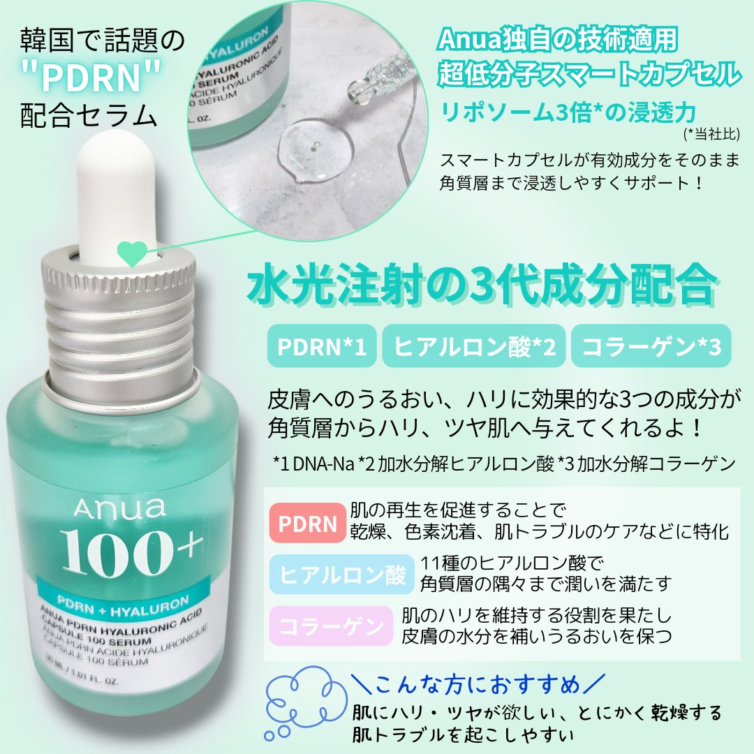 PDRNヒアルロン酸カプセル100セラム/Anua/美容液を使ったクチコミ（2枚目）