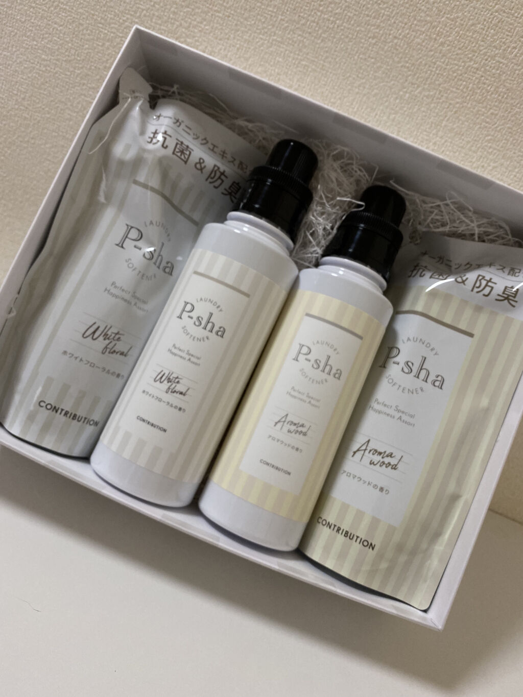  P-sha 柔軟剤 ホワイトフローラル/CONTRIBUTION/柔軟剤を使ったクチコミ（2枚目）