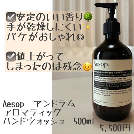 アンドラム アロマティック ハンドウォッシュ/Aesop/ハンドソープを使ったクチコミ(1枚目)