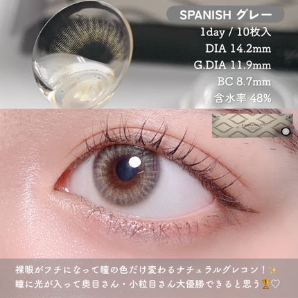 Spanish 1Day(スパニッシュ 1Day) グレー/OLENS/ワンデー(1DAY)カラコンを使ったクチコミ(2枚目)