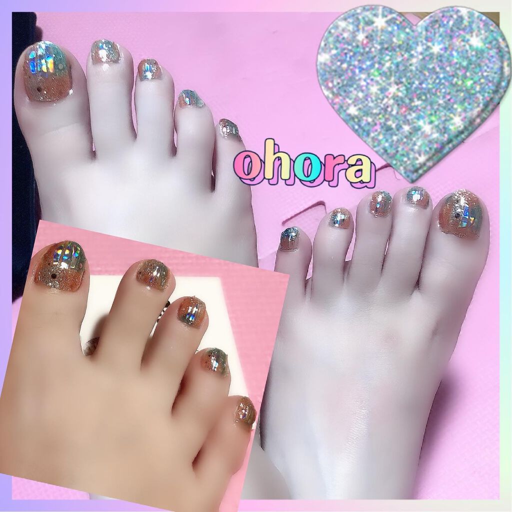 セミキュアジェルネイル(ペディキュア)/ohora/ネイルシールを使ったクチコミ(2枚目)