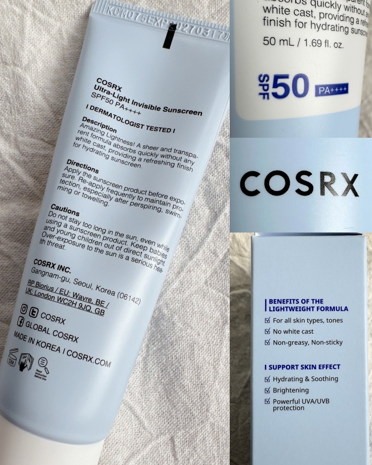 ウルトラライト透明UVクリーム/COSRX/日焼け止めクリームを使ったクチコミ(5枚目)