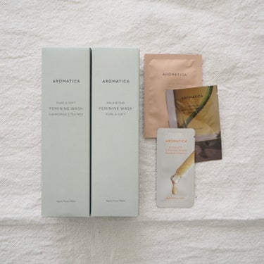 AROMATICA バランシングフェミニンウォッシュのクチコミ「【AROMATICA】
BALANCING FEMININE WASH 
•PURE&SOFT.....」（2枚目）