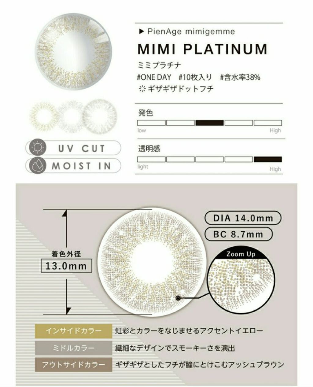 ピエナージュ ミミジェム ワンデー/PienAge/カラーコンタクトレンズを使ったクチコミ(3枚目)