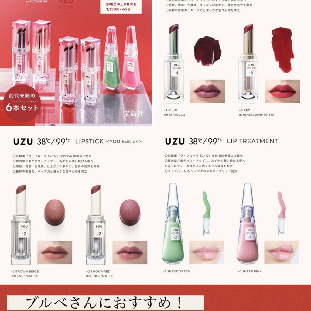 38°C / 99°F リップトリートメント (リップ美容液)/UZU BY FLOWFUSHI/リップケアを使ったクチコミ（2枚目）