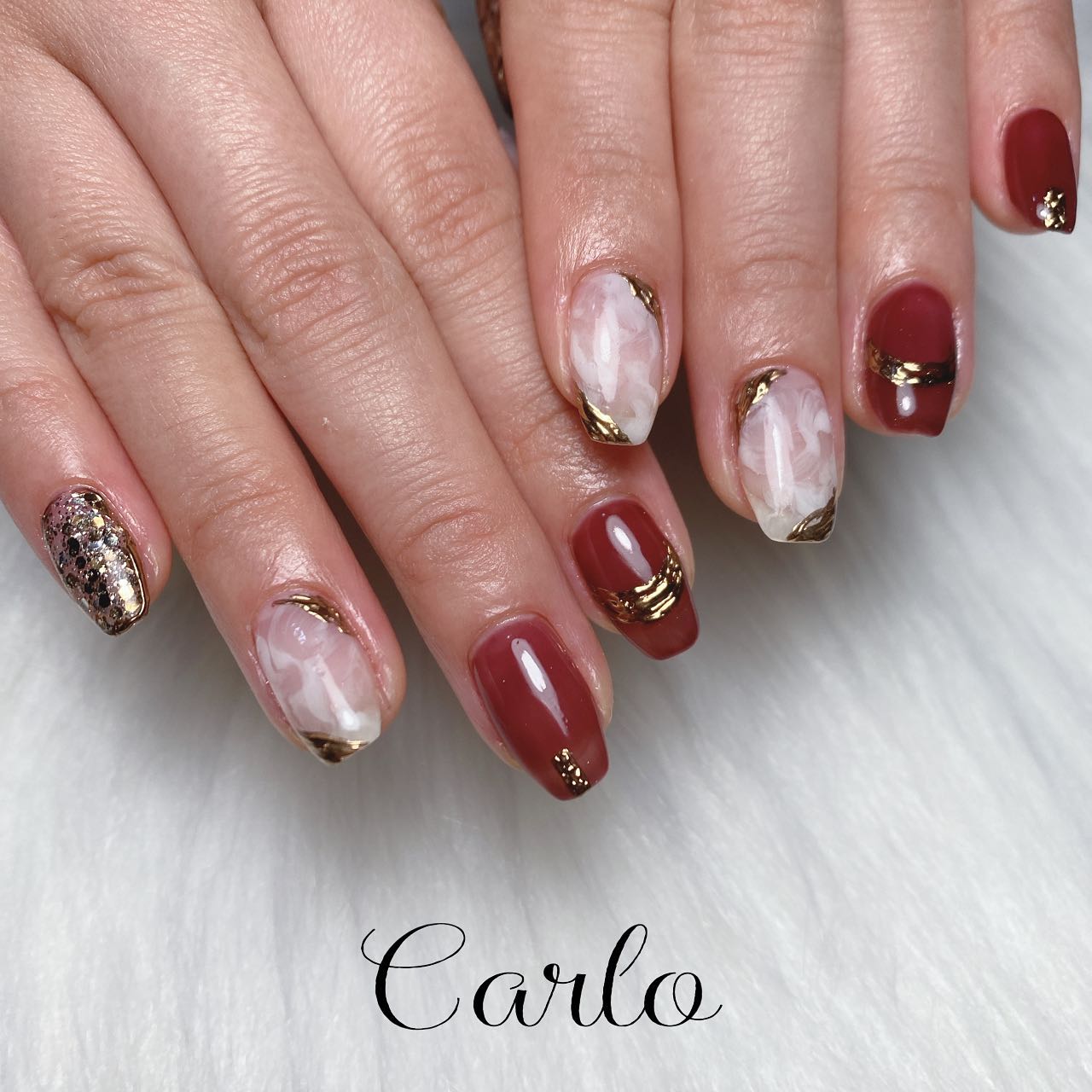 #ジェルネイル,#ネイル,#ロングネイル,#ニュアンスネイル,#ミラーネイル,#マグネットネイル,#手書きネイル,#トレンドネイル,#大人ネイル,#ボルドーネイルのネイルデザイン