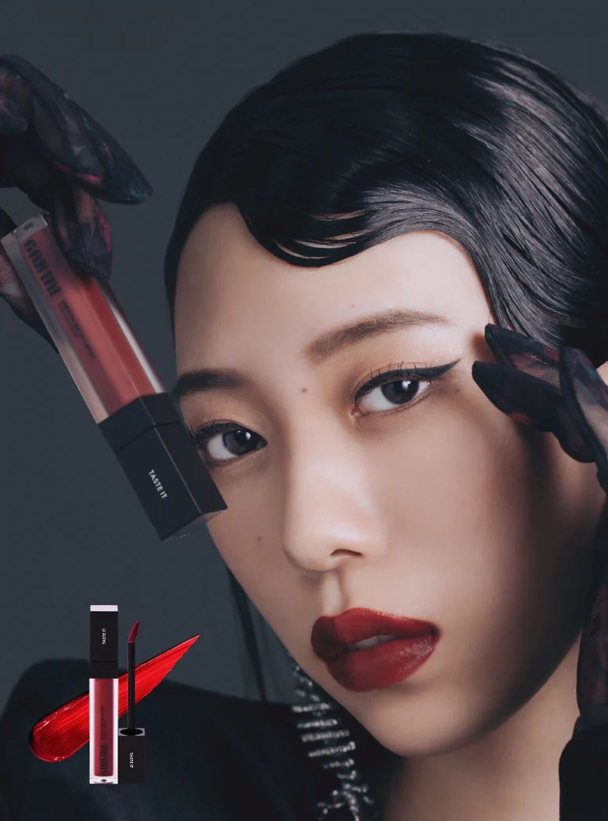 スムースマットリップティント 01 クラブアップル (ダークレッド)/GAB ME/リップティントを使ったクチコミ（2枚目）