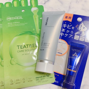 🌼購入品🌼

MEDIHEAL
ティーツリーケアソルーションアンプルマスクJEX
9枚　2,704円

ちふれ
ボラージ クリーム
935円

アクネスラボ
薬用ニキビケア スポッツクリーム
1,290